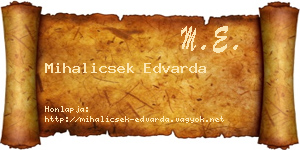 Mihalicsek Edvarda névjegykártya